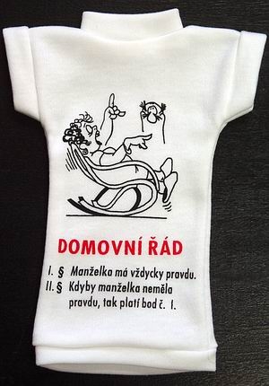 Tričko na láhev  - domovní řád pro manželku