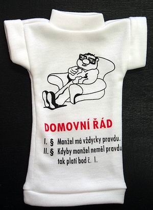 Tričko na láhev - domovní řád pro manžela